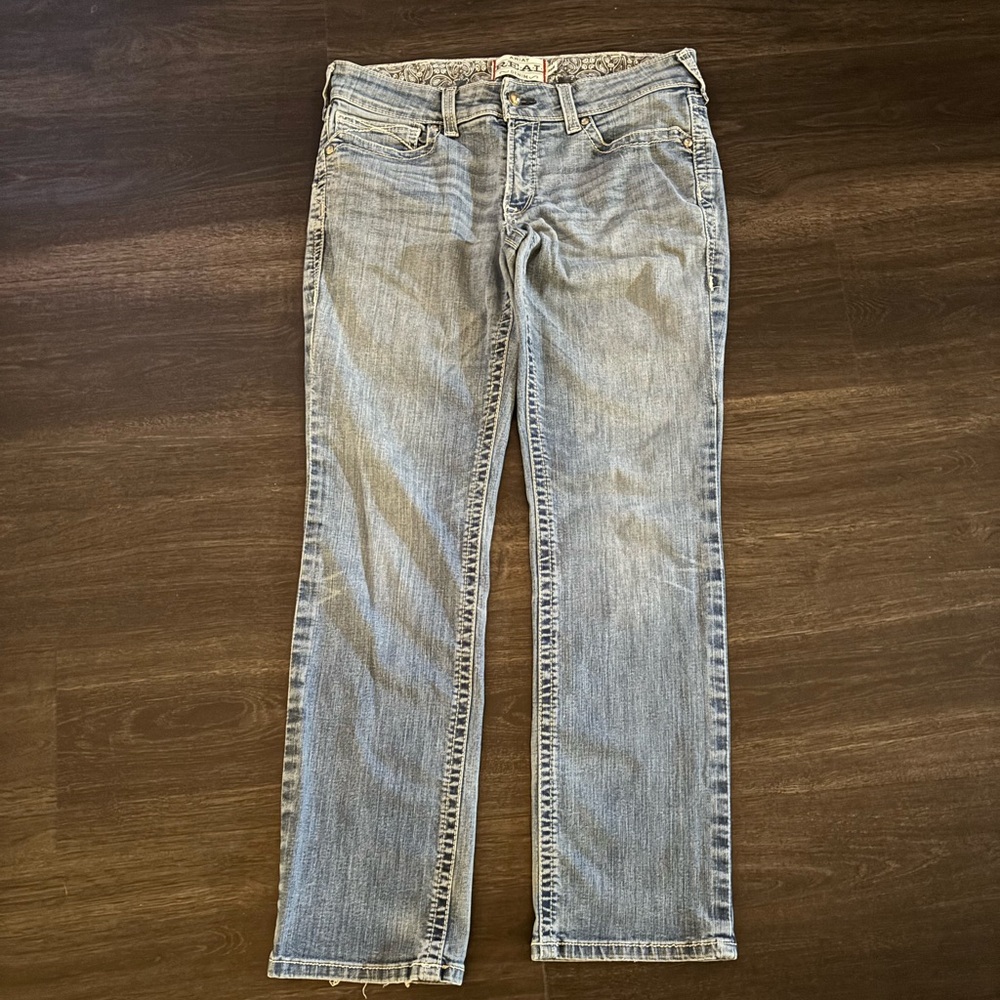 Ariat REAL Denim Jeans Womens 32R Blue Bootcut Entwined Marine Wash Jeans